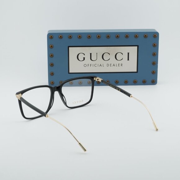 Gucci GG1273O 001 Rectangle Eyeglasses 56mm – Black/Gold - Picture 4 of 11